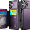 Vinich for iPhone 16 Wallet Case with Card Holder, RFID Blocking Credit Slots Kickstand Shockproof Phone Cover Fit for iPhone 16 6.1" Purple