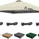 10x10ft Canopy Replacement Top Cover with Air Vent, UV Protected & Waterproof Pop-up Canopy Roof, Adjustable Elastic Straps for Outdoor Patio Garden Sun Shade Tent (Frame not Include) (Beige)