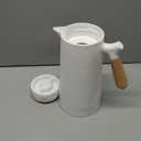 WOLFF - White Thermal Coffee Carafe  34oz / 1L Insulated Carafe - Food-Safe Plastic Exterior and Glass Liner, Wood-Style Handle  Keeps Drinks Hot or Cold, Leakproof Coffee and Tea Dispenser