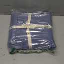 MooMee Bedding Duvet Cover Set 100% Washed Cotton Linen Like Textured Breathable Durable Soft Comfy (Heathered Blue, King 104"x90")