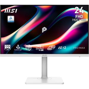 msi PRO MAX 241PHW E14 24-inch IPS 1920 x1440(FHD) Hub Computer Monitor, 144Hz, Free-Synch, HDR Ready, HDMI, DisplayPort, Type C 65W, E < 2, Circular Polarizer, Height Adjustable, Speaker, White