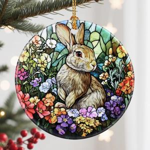 2 x Christmas Ornament, Christmas Decoration, Ceramic-Style Rabbit Ornament, Heirloom Keepsakes, Holiday Ornaments, Holiday Presents, Unique Xmas Gifts, Gift Exchange Ornaments, Gift Idea