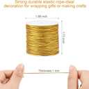 2 Rolls Metallic Elastic Cords Stretch Cord Ribbon Metallic Tinsel Rope for Craft Making Gift Wrapping, 1 mm 55 Yards (Gold)