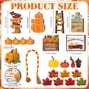 Geelin 30 Pcs Thanksgiving Tiered Tray Decor Set Fall Galvanized Iron Tiered Tray Decor Set Thanksgiving Centerpiece Decoration Pumpkin Leaves Tabletop Signs for Autumn Fall Harvest Home