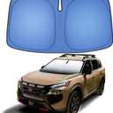 Windshield Sun Shade for Fit Nissan Rogue 3rd Gen.2021-2025 Foldable Sunshade with Titanium Silver & Ice Blue Layer, UPF50+ Car Window Shade