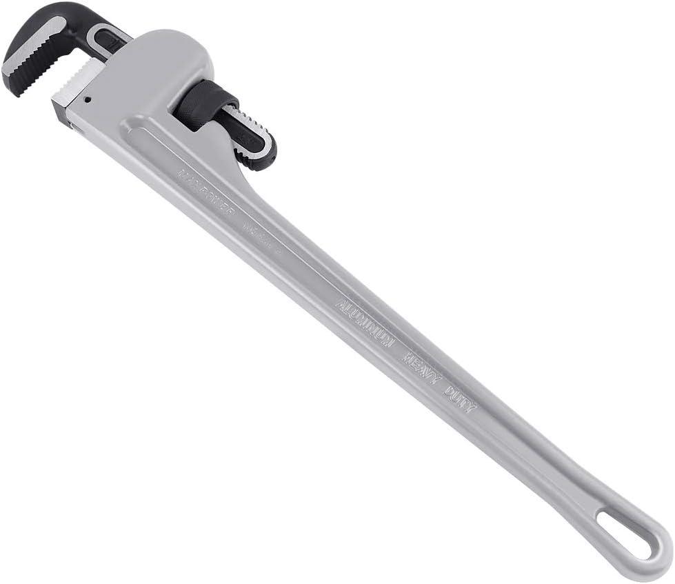 MAXPOWER 24 inch Pipe Wrench, 3 inch Jaw Opening Aluminum Straight Pipe Wrench Heavy Duty 24-Inch Plumbers Wrench