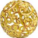Everydecor Metal Decorative Sphere for Home Decor - Decorative Balls for Shelves, Centerpiece Bowls, Bookshelf - Decoration Orbs Accents for Living Room, Bedroom - Fancy Yellow Shelf Spheres (4 Inch)