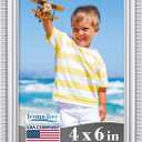 Icona Bay 4x6 Silver Picture Frame Beautifully Detailed Molding, Contemporary Picture Frame Set, Wall Mount or Table Top, Inspirations Collection