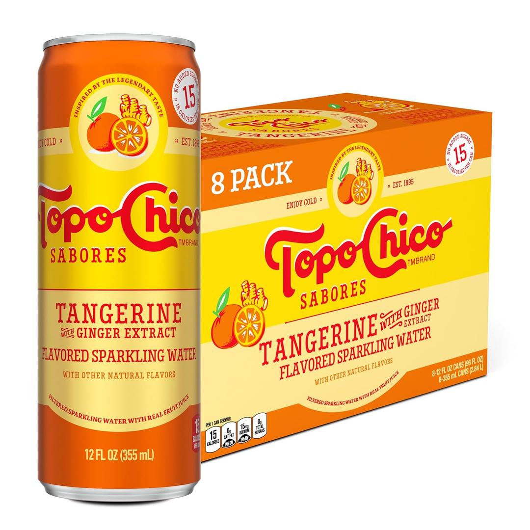 Topo Chico Sabores Tangerine with Ginger Extract 12oz 8pk (EXP 12/14/26)