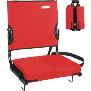 Stadium Seats for Bleachers with Back Support Wide, Portable Bleacher Chairs with Highest Back and Thick Cushion, Folding Padded Stadium Chair for Adults at Sports Events and Concerts. (Red) (Red)