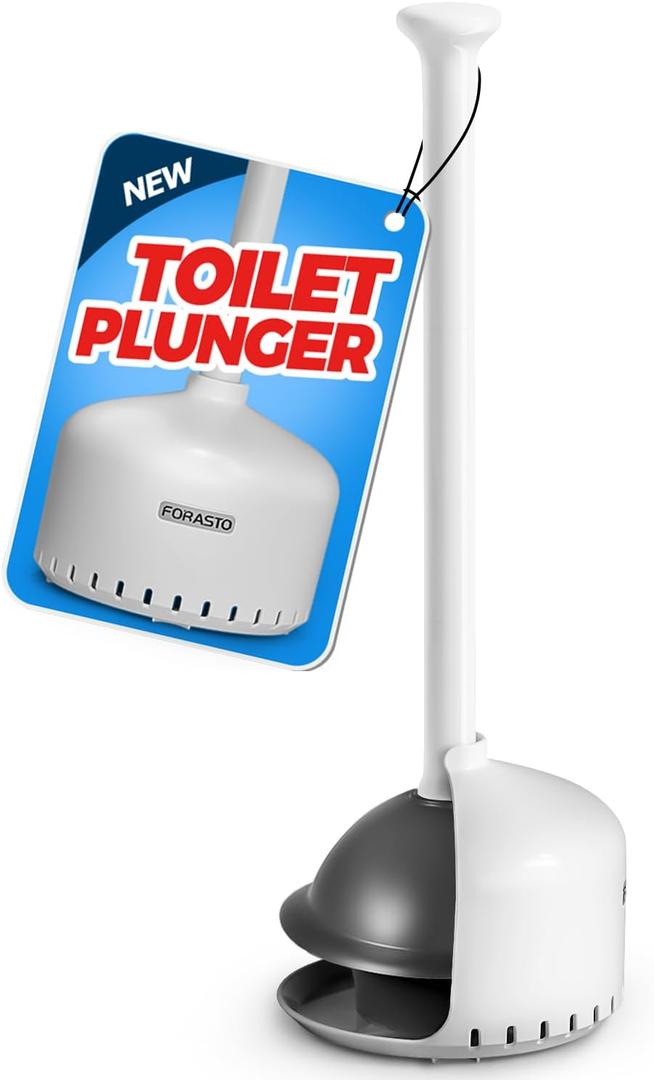 FORASTO Toilet Plunger with HolderPlungers for Bathroom with Holder, Toilet Plunger Heavy DutyBathroom PlungerBathroom DecorBathroom AccessoriesToilet Bowl Cleaners,White