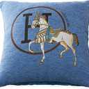 18x18'' inches Throw Pillow Cushion Covers Set Pack of 2 Pcs - Luxury Horse Embroidery Modern Style Couch Sofa Pillow Cover for Living Room Bedroom (Blue)