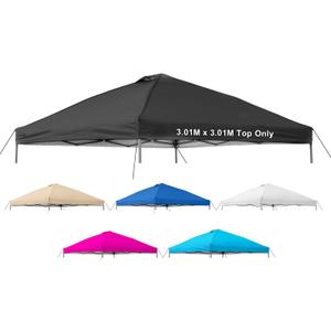 10x10 Canopy Replacement Top Cover,Pop Up Canopy Tent Top with Air Vent Ropes, Waterproof Sunshade Silver Coated Oxford Cloth for Outdoor Garden Patio Picnic Camping(Top Only,301 * 301cm)
