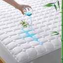 UNILIBRA Cal King Mattress Protector Waterproof Rayon from Bamboo, Deep Pocket Mattress Pad Cover Fit up to 6''-21'', Breathable Soft Filling Quilted Fitted Mattress Topper