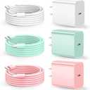 Dayaoncy Compatible with iPhone 17/16/15 Charger Fast Charging, 20W USB C Wall Charger with 3Pack 10FT USB C to C Cable, Type C to Type C Fast Charger Compatible with Phone/Android/Phone/Samsumg/Pad (White Green Pink)