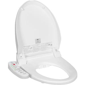 CCV Bidet Toilet Seat Elongated with Dryer, Electric Bidets Toilet Seats Warm Water, Heated Bidet Seat with Self-Cleaning Nozzle, Soft Closing Lid, Nightlight, Temperature Adjustable, Feminine Wash