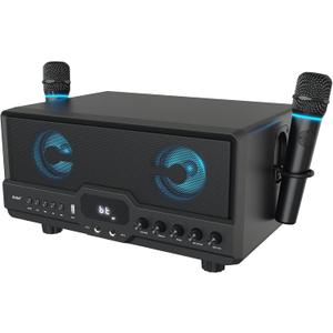 RHM L268 Karaoke Machine, Connect to TV via HDMI & Optical, Support 4 Mics & Bluetooth Connection, with Adjustable Treble and Bass, Powerful Sound & RGB Lights for Home Party