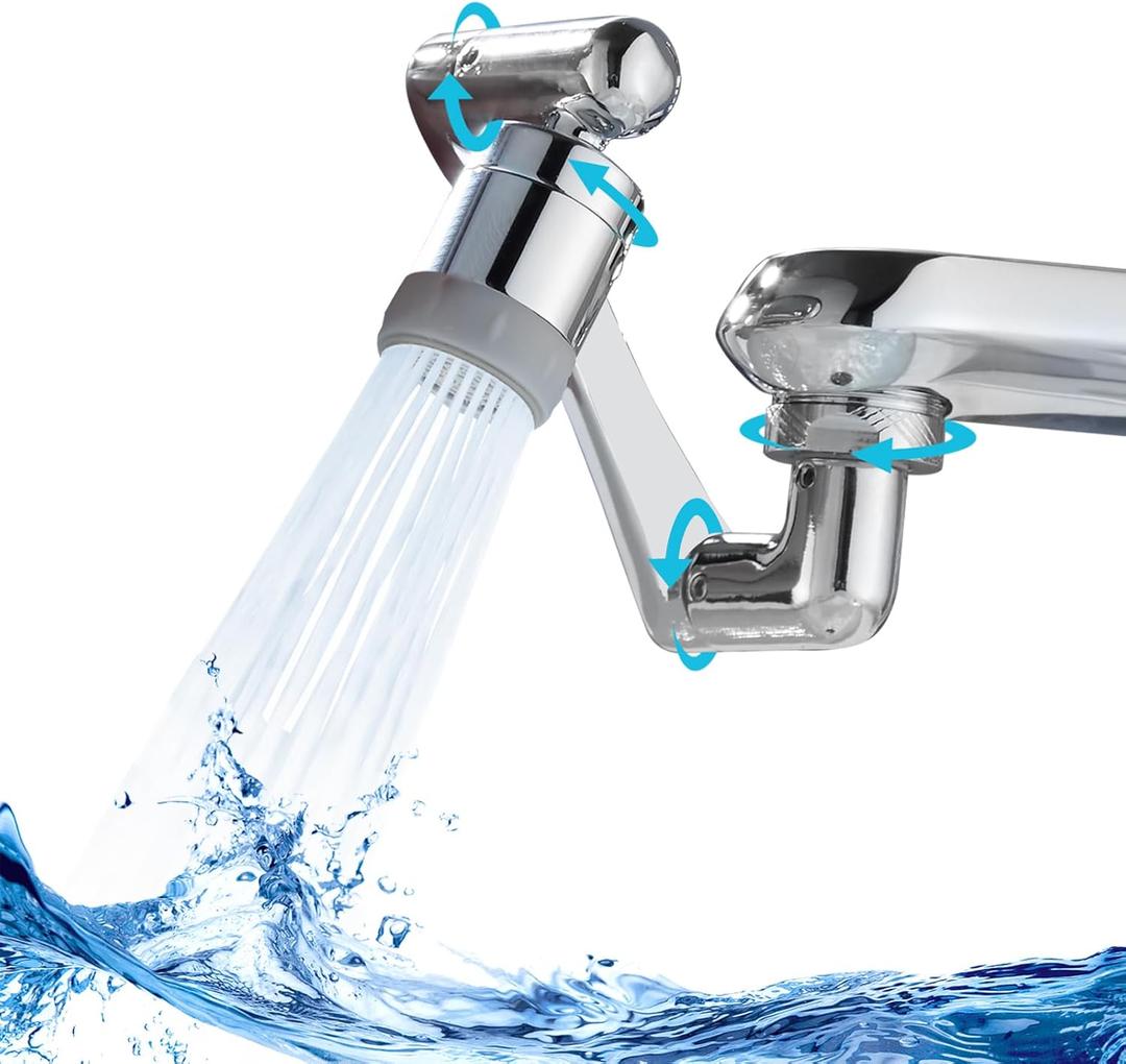 CECEFIN 1080 Swivel Faucet-Extender Sink-Aerator - 2 Mode Splash Water Filter Extension, Kitchen Bathroom 360 Rotatable Spray Attachment, Multifunctional Universal Robotic Arm -Wash Hand/Hair/Face