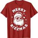 Merry Rizzmas Kids Teens School Funny Christmas Santa Claus T-Shirt, M
