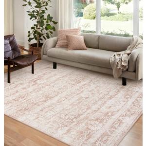  Area Rugs, 3x7 Bethlehem Traditional White Runner Area Rug, Pink Beige Carpet for Hallway, Kitchen, Bedroom or Living Room (2'7" x 7'3" Runner)