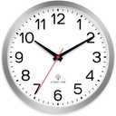 AKCISOT Atomic 12 Inch Wall Clock Analog Clocks for Indoor Kitchen, Battery Operated Clock for Bedroom Office Classroom Living Room(Silver)