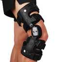 Komzer OA Unloader Knee Brace - Adjustable 3-Point Medial/Lateral Offloading Support for Osteoarthritis Pain, Bone-on-Bone Joint Degeneration & Recovery, ROM Control, Universal Fit for Men & Women, Black, Right