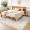 9x12 Area Rug for Living Room-Vintage Farmhouse Boho Floral Neutral Washable Stain Resistant Indoor Carpet for Bedroom Office and Home Decor(Beige&Brown)