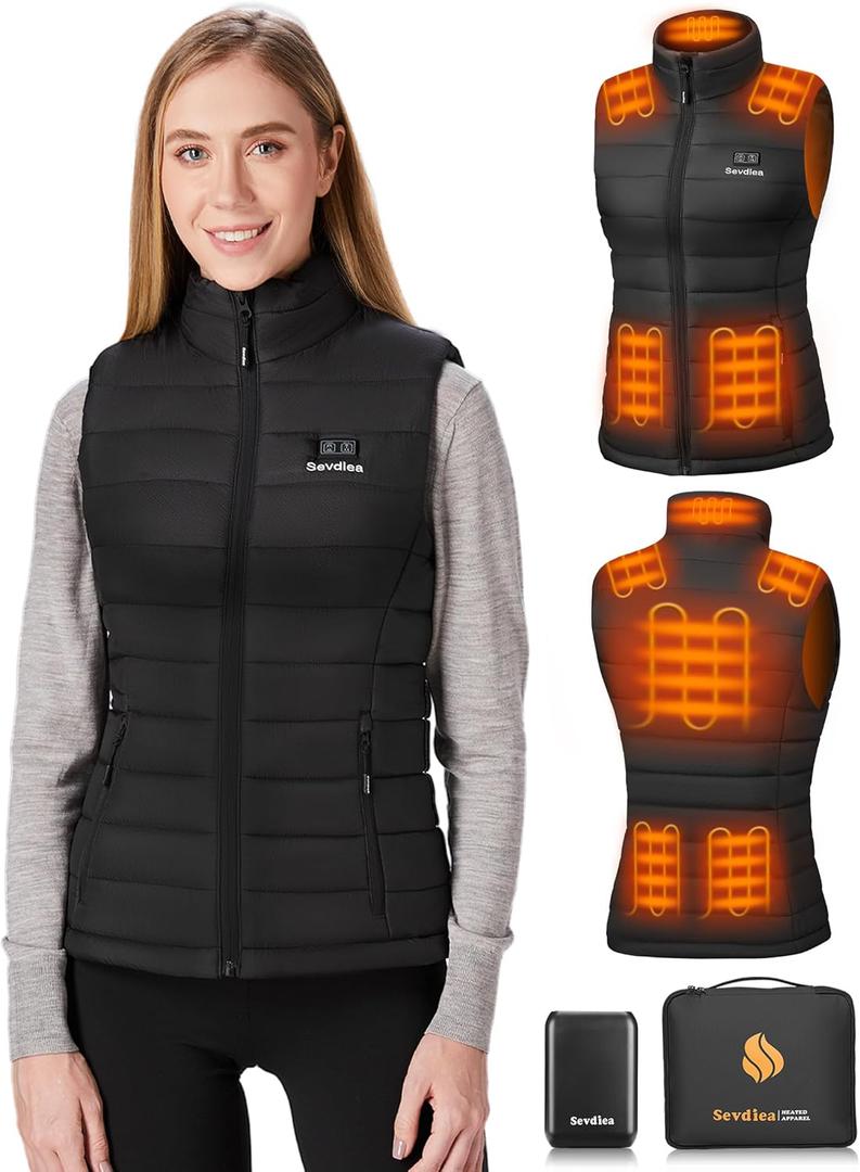 Heated Vest for Women with 16000mAh 7.4V Battery Pack IncludedWarming Women's Heated Vest Electric Rechargeable (Black) S