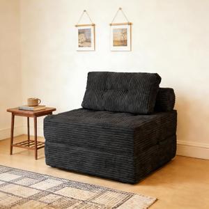 Sectional Cloud Couches, Folding Sofa Bed with Pillow, Futon Floor Couch | Versatile Convertible Sleeper Chair, Boneless Chaise Lounge, Fold Out Chair Bed for Living Room, Dark Grey, 1-Seater