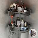 Voldra Corner Shower Caddy Suction Cup, 2 Pack Corner Shower Shelves No Drilling, Aluminum Upgrade Suction Cup Shower Organizer with Towel Bar & Hooks Removable Bathroom Storage Rack(Gray)