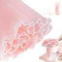 Upgraded Flower Wrapping Paper Bouquet Wrapping Paper with Pearl Edge,Pink Wrinkled Translucent Lace Mesh Florist Floral Paper Waterproof Bouquet Paper Wrap for Mother's Day Valentine's Day Wedding Gift Packaging