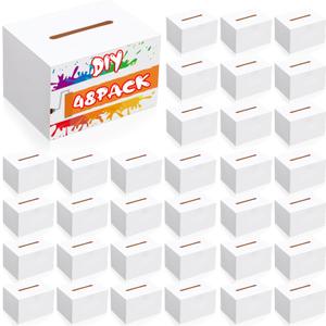 48 Pack Ballot Raffle Box White Suggestions Donations 6 x 4.5 x 4 Inch Cardboard Box for Charity Fundraising Collecting Business Card Voting Contest