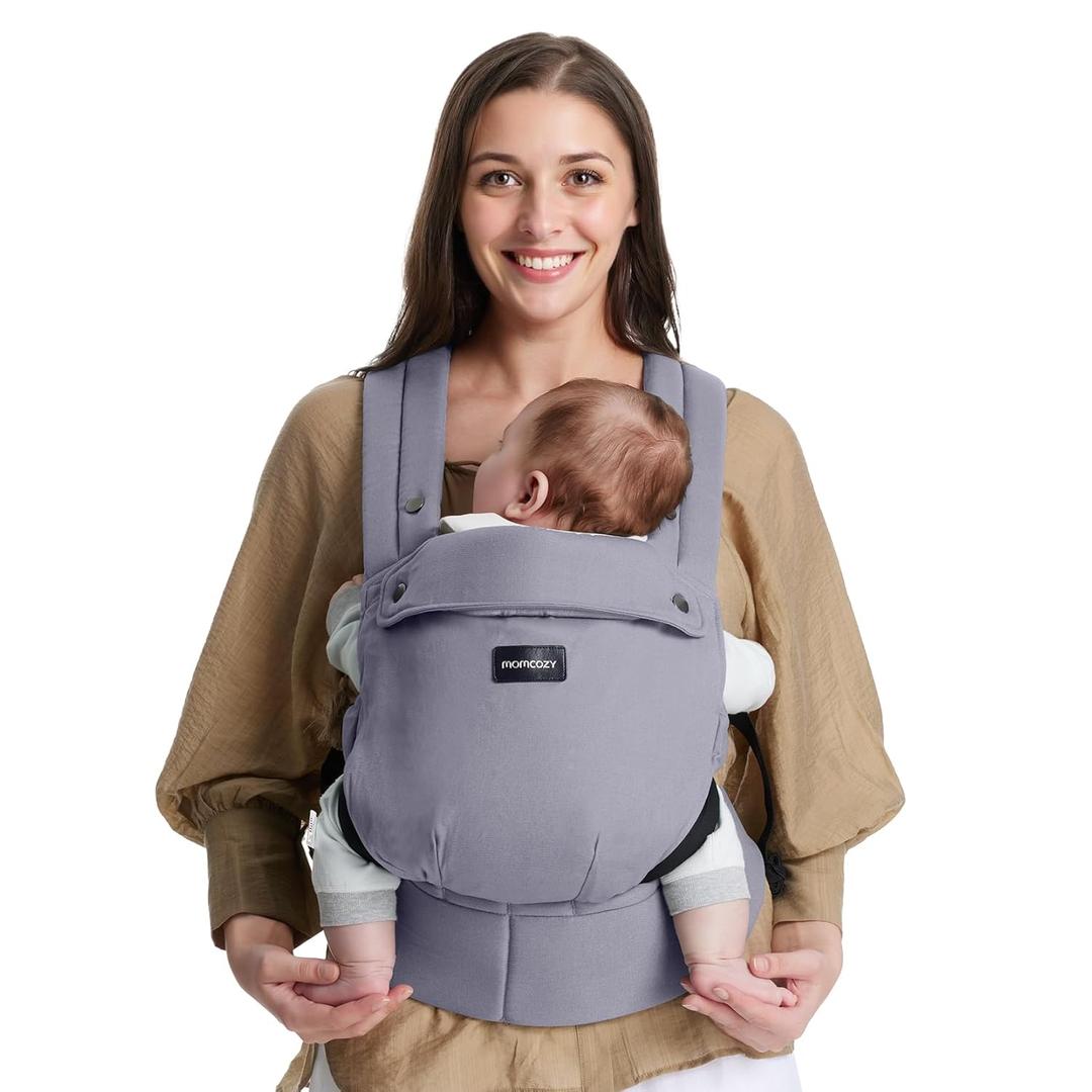 Momcozy Baby Carrier - Ergonomic, Cozy and Lightweight Carrier for 7-44lbs, Effortless to Put On, Ideal for Hands-Free Parenting, Enhanced Lumbar Support, Purehug for Infant to Toddler, Light Purple