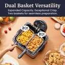 Elite Gourmet Electric Deep Fryer, 4.5 Qt Total Oil Capacity (Dual 2-Qt Split Baskets), 1700 Watts, Stainless Steel, Separates Foods for Simultaneous Cooking, Stainless Steel