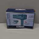 Conair Cord-Keeper Dryer with Folding Handle and Retractable Cord, 1875W Travel Hair Dryer, Ionic Technology, Teal (Blue)