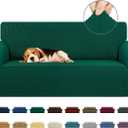 Stretch Loveseat Couch Cover, 2 Cushion Couch Slipcover,Hunter | 1-Piece Washable Sofa Cover Pet Friendly (55"-78") Furniture Protector Soft Jacquard, Elastic Bottom for Dogs & Kids