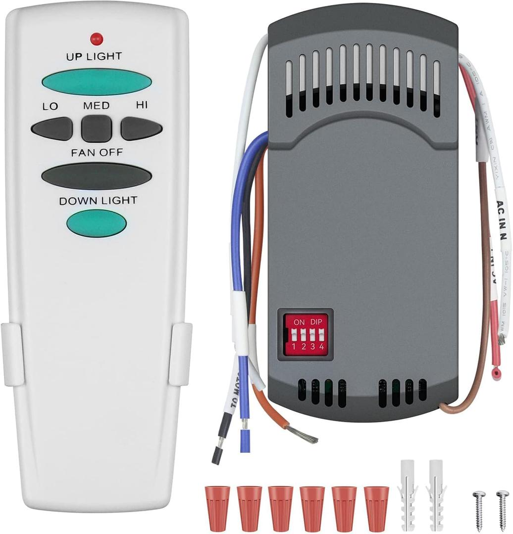 Universal Ceiling Fan Remote Control Kit with Up Down Light Replacement for Hampton Bay Harbor Breeze Hunter 3-Speed Dimmer UC7078T UC7080T CHQ7078T L3H2010FANHD Fan-HD6 FAN-28R