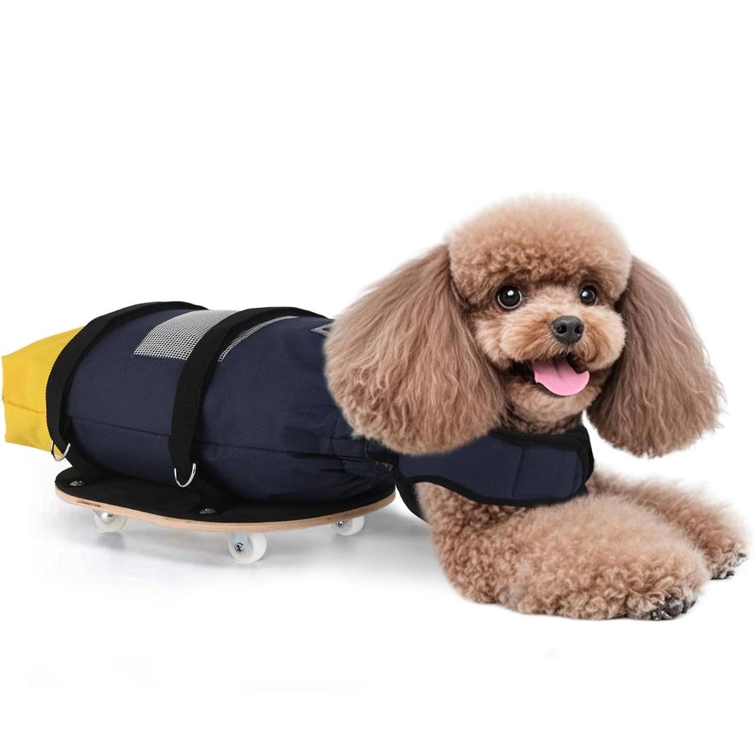Pet Scooter Whee/lchair, Breathable Walking Scooter with Wood Panel and Skateboard Base, Supportive Walking Cart forDogs and Cats M(Suitable for 4-6kg/8.8-13.2lb)