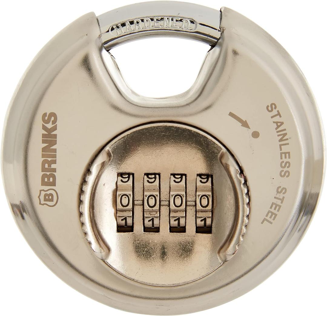 BRINKS  Heavy Duty Combination Padlock  80mm Chrome Plated Lock with Hardened Steel Shackle  Resettable Security Lock for Storage Lockers, Toolboxes, Outdoor & Indoor Sheds, and More