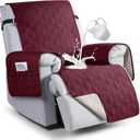 VANSOFY 100% Waterproof Recliner Chair Covers, Recliner Cover Non-Slip Dog Chair Cover Furniture Protector Washable Slipcover with Pocket, Elastic Straps for Pets, Dogs(Burgundy, 23.6")