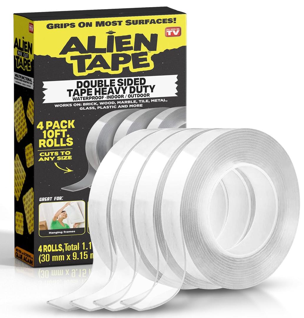 ALIEN TAPE Double Sided Tape Heavy Duty, Nano Tape, Double Sided Mounting Tape, Heavy Duty Double Sided Tape for Walls, Wall Tape, Clear Adhesive Tape for Poster Photo Wall Dcor As Seen on TV 40 Feet