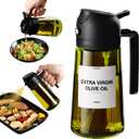 TrendPlain - Original 16oz/470ml Olive Oil Dispenser Bottle for Kitchen Gadgets and Air Fryer Accessories - Olive Oil Sprayer for Cooking w/Stickers (Light Blockage) - Black