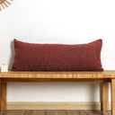 JoraLion 14x36 inch Boucle Lumbar Pillow Cover, Burgundy Woven Texture Neutral Long Pillow Cover Breathable Cushion Case for Couch Sofa Bed Living Room Home Decor (Cover Only)