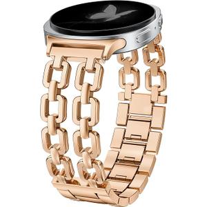 Wearlizer Metal Bands Compatible with Samsung Galaxy Watch 8 Band 40mm 44mm/Watch 8 Classic 46mm, No Gap Dressy Stainless Steel Chain Strap Wristbands Accessories for Women