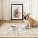 2x3 Washable Rugs for Kitchen, Floor, Entryway, Powder Room Small Area Rug Non-Slip Vintage Low Pile Throw Door Mat Beige