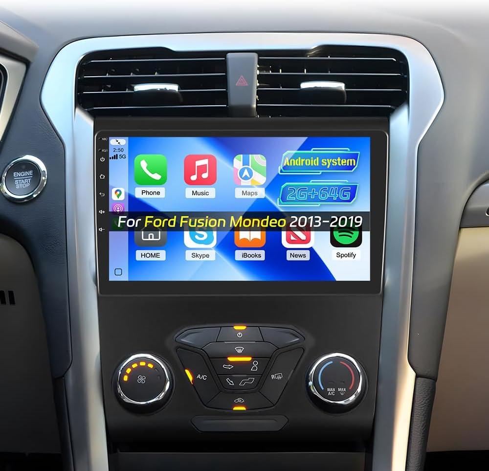 [2+64G] Car Radio for Ford Fusion Mondeo 2013-2019 with Wireless Carplay and Android Auto - 9 Inch Touchscreen Android Car Stereo - DSP/Multiple UI/WiFi/GPS Navi/SWC + AHD Backup Camera