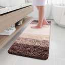 Arotive Microfiber Bathroom Rugs, Shaggy Soft and Absorbent Bath Rug, Non-Slip, Thick Plush Machine Washable Dry Bath Mats for Bathroom, Tub and Shower, 59x17, Brown, Rectangular