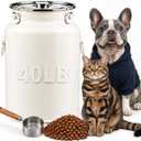 Stainless Steel Dog Food Storage Container 40 lb, Painted Large Bin with Locking Buckle Lid, Carry Handle, Scoop and Load-Bearing Bottom, Dog Food Storage Can (40, Pounds)
