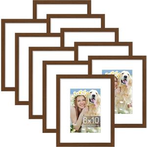 decorUhome 8x10 Picture Frame Set of 10, Display Photos 5x7 with Mat or 8x10 Unmatted for Picture Frames Collage Wall Decor, Brown decorUhome 8x10 Picture Frame Set of 10, Display Photos 5x7 with Mat or 8x10 Unmatted for Picture Frames Collage Wall Decor, Brown