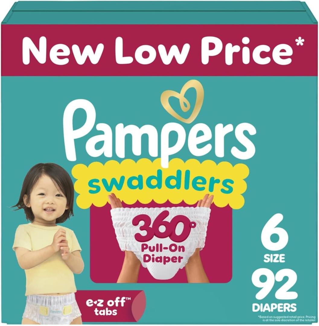 Pampers Diapers - Swaddlers 360 - Size 6, 72 Count, up to 100% Leakproof Comfy Dry Fit, Designed for Easy Changes, Pull On Baby Diaper (Packaging May Vary)